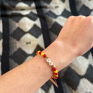Kansas City Chiefs Red and Yellow Beaded Bracelet